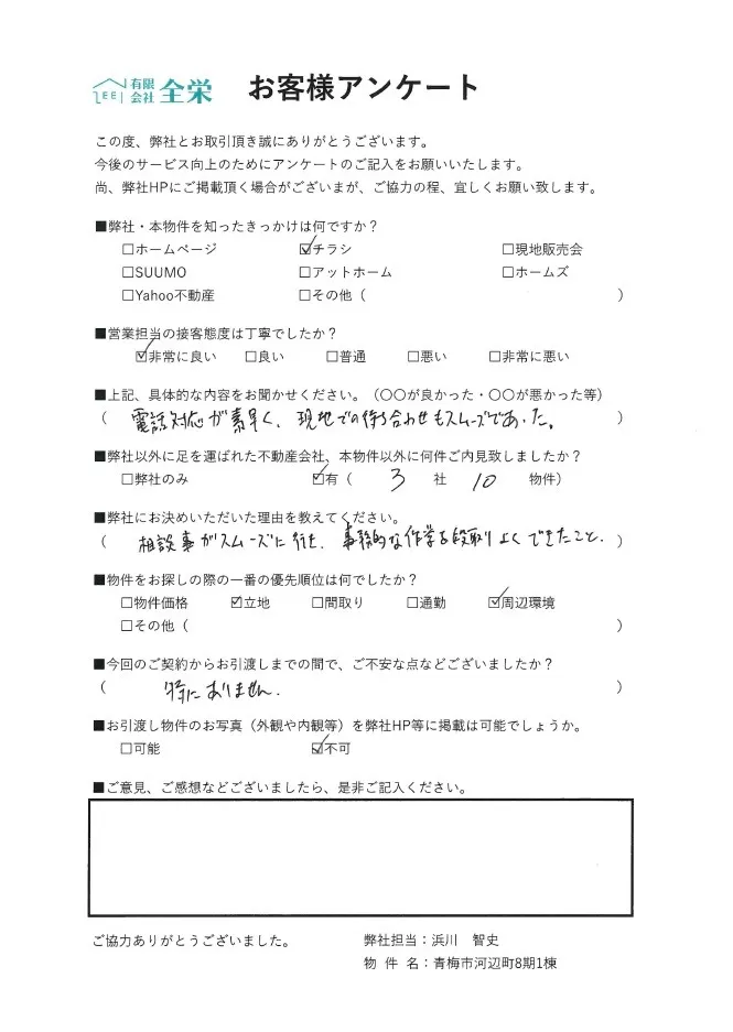 電話対応が素早く、現地での待ち合わせもスムーズでした